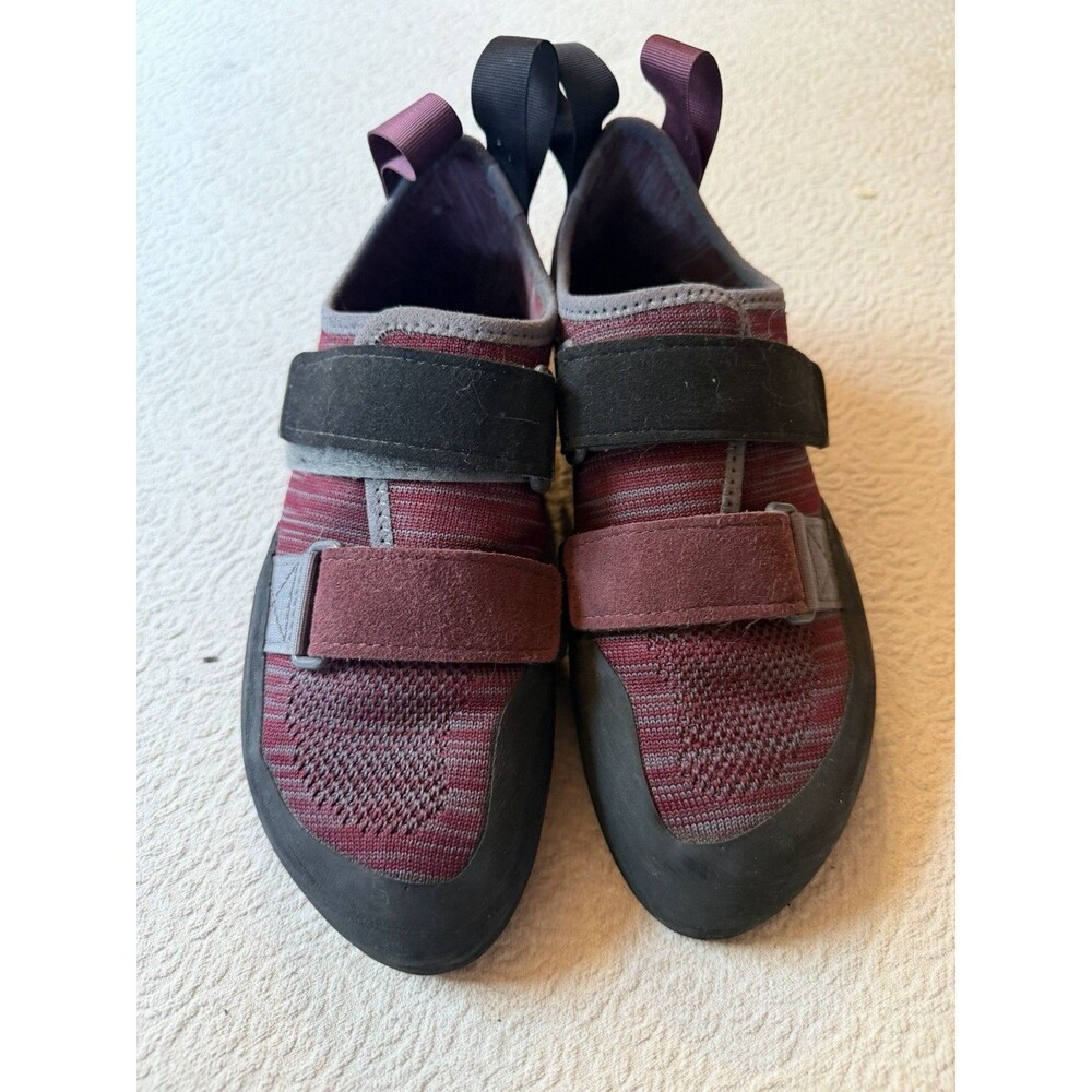 Women’s Burgundy Climbing Shoes with Hook-and-Loop Straps